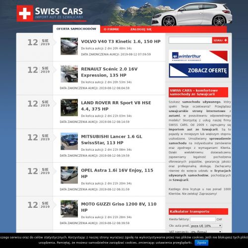 Szwajcaria samochody uszkodzone