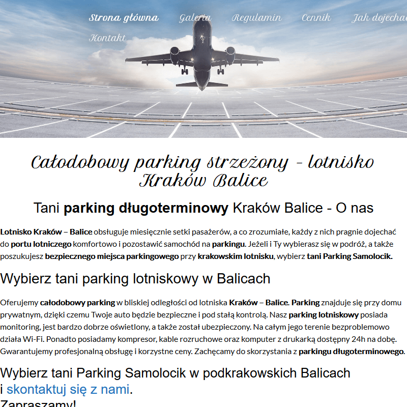 Całodobowy parking balice w Krakowie