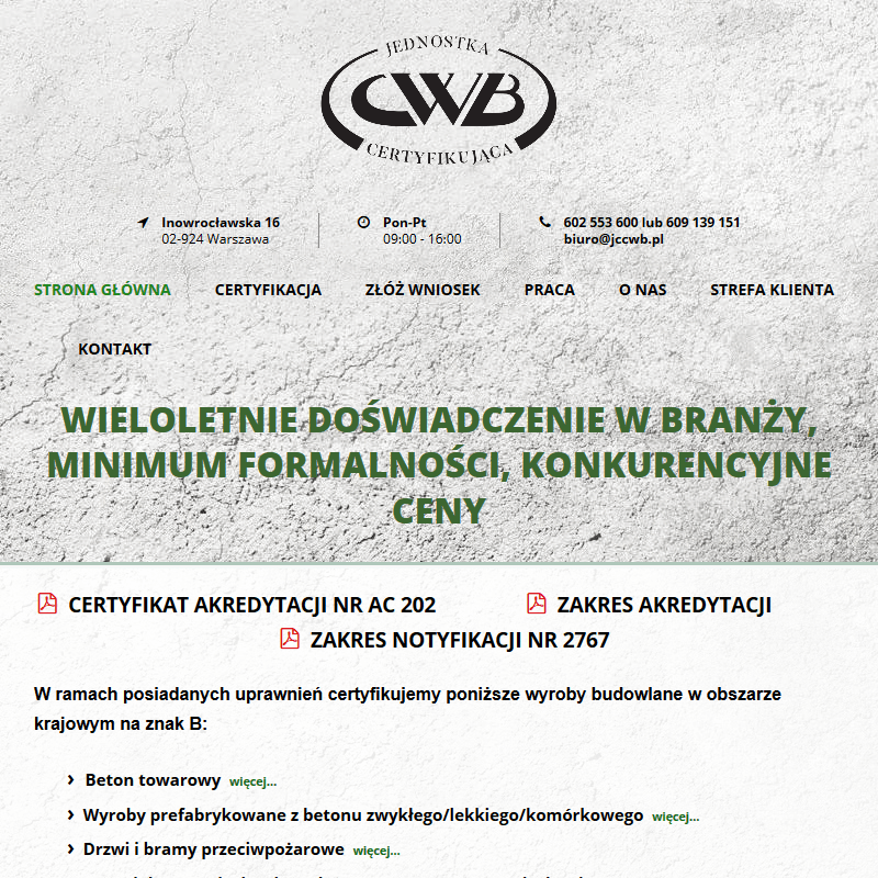 Warszawa - certyfikaty wyrobów